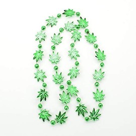 Blinkee Pot Leaf Bead Necklaces Green Pack of 12 Green Plastic - 33 Inches