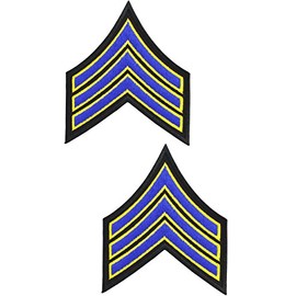 Tactical 365® Operation First Response Pair of Sergeant Rank Uniform Chevron Emblem Patches (Royal & White on Black)