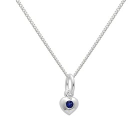 Sterling Silver & Sapphire CZ Crystal September Birthstone Heart Necklace on 18+2 Inches Chain
