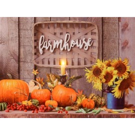 Audrey's, PUMPKINS & SUNFLOWERS, 16" l x 12" h, Led Canvas Print, New