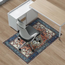 Azadx Chair Mat for Hardwood Floor 36" x 48" Desk Chair Mat for Hard Floors Slip Resistant Under Desk Rug Protector for Rolling Chair Computer Chair Mat Low Pile Carpet Floor Protector,Brick red/Teal