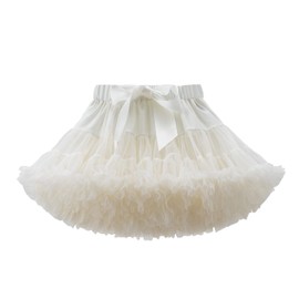 Tutu.kk - Falda tutú para bebé y niña, princesa mullida, suave de tul para ballet para fiesta de cumpleaños (9M-8T), Beige, 6-8 Años