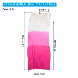 PATIKIL Belly Dance Silk Fan Veil 71", 2 Pair (Left+Right) Women Long Folding Dance Fan Wood Fan for Dance Performance, Two Color