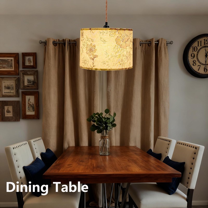 Boho Plug in Pendant Light Hanging Lamp with 15Ft Hemp