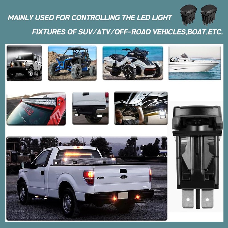 Xislet LED Light Bar & Rear Light Rocker Switches 5Pin