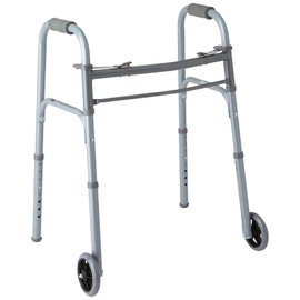 Medline Lightweight Junior/Lower Height Folding Walker with 5” Wheels