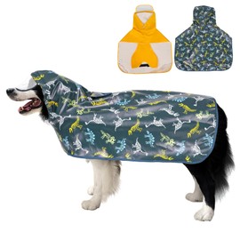 ExploreU Dog Raincoat, Adjustable Water Proof Pet Clothes with Clear Hooded, Waterproof Lightweight Pet Rain Jacket Phocho Hoodie (Green, X-Large)