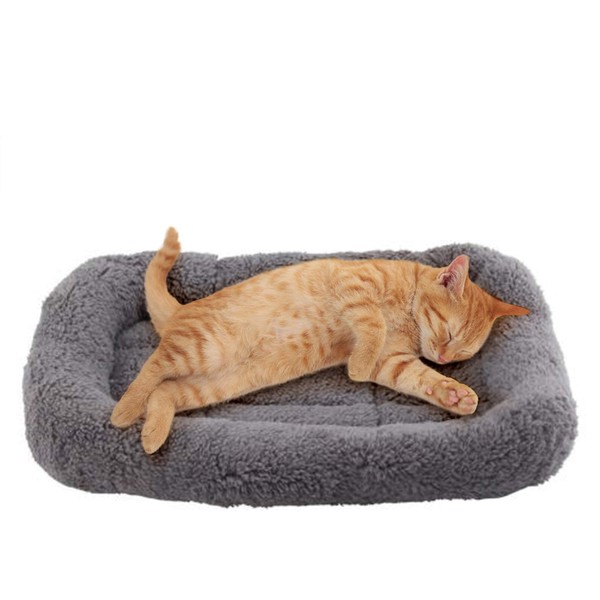 Enjoying Plush Cat Bed Mat 10" x 15" Pet Cushion with Pillow Around for Puppy Curling Sleep Cat Pad for Cat Carrier/Crate Dog Self-Warm Bed, Antiskid Bottom, Small