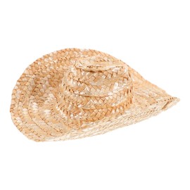 LOGOFUN Mini Straw Hat Straw Miniature Cowboy Hat for Crafts Small Straw Cowboy Hat for DIY Craft Doll Costume Accessories Multicolored