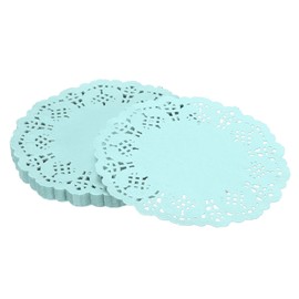 YELARXI Paper Doilies, Paper Lace Doilies Disposable Round Modern Decorative Placemats Bulk, 5.5 Inch Fit for Cakes Desserts Crafts Baked Grilled Fried Food Tableware (100 Pack, Blue)