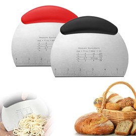 2PCS Acero Inoxidable Raspa de Cocina，Multifuncional Espatulas Reposteria，Con Mango Espátula de Acero Inoxidable，Raspas Para Reposteria (1 negro 1 rojo)