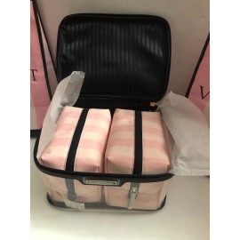 Victoria's Secret Victoria’s Secret Pink Stripe 3 Piece Train Case Makeup Bag Set NWT