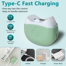 Portable Nail Clipper with Light, 2 Speeds and File, Cordless Curved Design, One-Key Operation (Green)