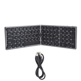Teclado Bluetooth Portátil, Teclado Plegable Portátil de Viaje Inalámbrico Ultrafino para Computadora / Tableta IOS / Android / Windows, Amplia Compatibilidad / Fácil de Usar(Gris hierro)