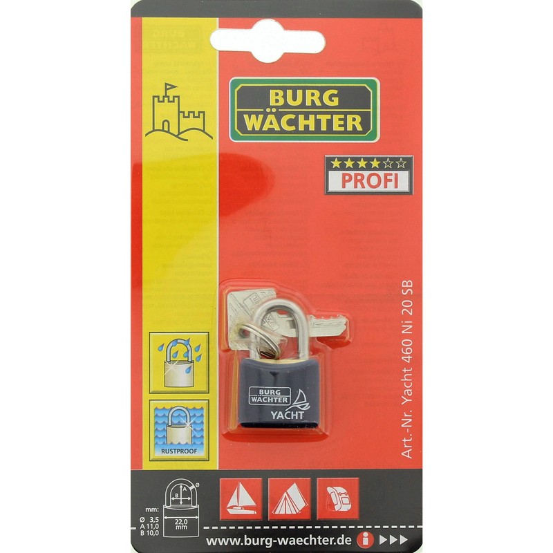 Burg-Wächter Brass Padlock with Plastic Sheath, 3.5 mm Shackle Thickness,