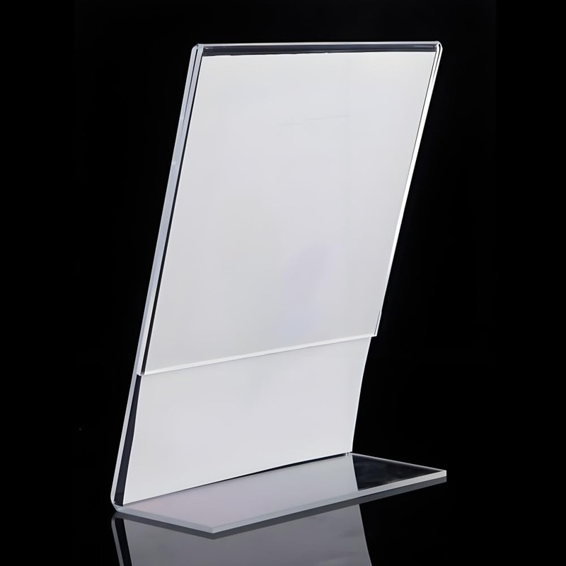 Clear Acrylic Sign Holders with Slanted Back, Adjustable Desk Display
