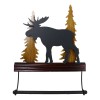 Rustic Western Elk Moose Deer by Pine Forest Wooden Wall