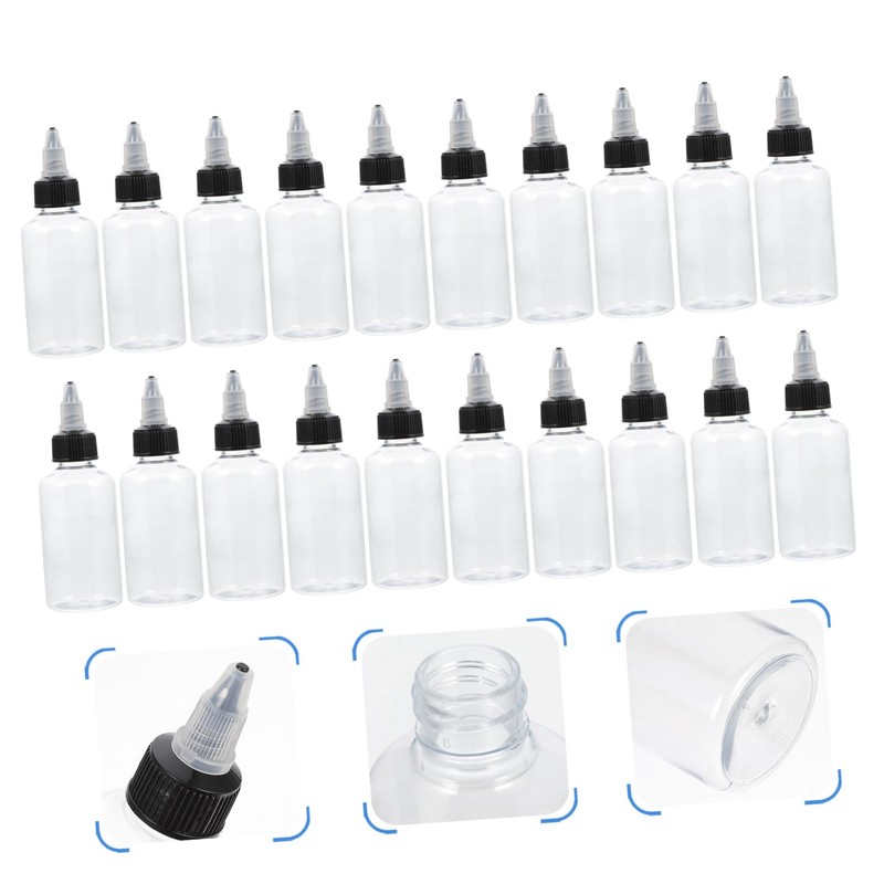 SAFIGLE 20Pcs Translucent Dispenser Bottle Reusable Squeeze Bottles for Liquid