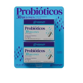 Solanum Probioticos 30 Billones - 60 Cápsulas Twopack