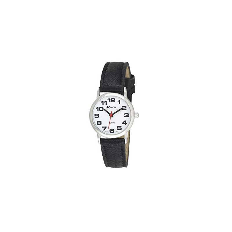 Ravel Women's Easy Read Watch with Big Numbers - Black/Silver