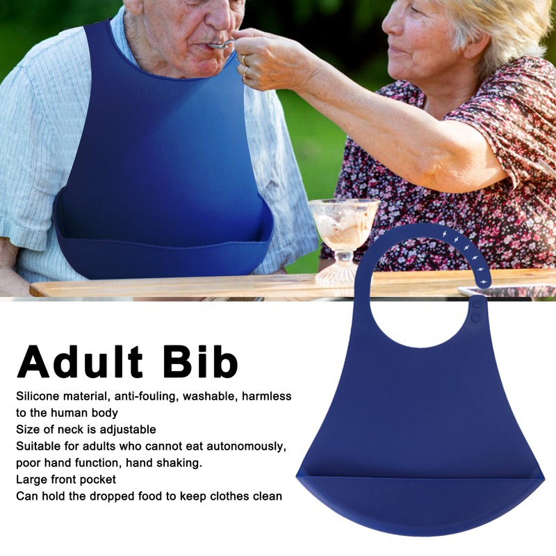 Adult Bib Portable Adjustable Silicone Dinning Eating Clothes Protector for