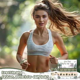 CORNER LACE 6-Pack Mountain-Themed Hair Ties/Wristbands Set Party Favors - Pea Green Bachelorette Bridal Shower Bridesmaid Proposal Gifts Party Favors with "Last Trail Before The Veil" Display Cards