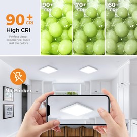 slochi LED Ceiling Light, 3000K/4000K/6500K 3 Color Temperature, IP54 Waterproof Bathroom Light, Modern Square LED Ceiling Light for Bedroom, Kitchen, Hallway, Outside Porch and More