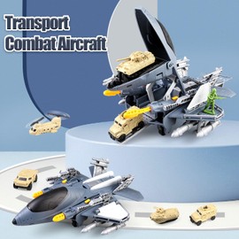 Military Transport Cargo Airplanes Car Toy Set with Military Tanks Helicopter Car Vehicles,Army Men Soldiers Figures Toys for Combat Toy Imaginative Play Gifts for 3 4 5 6 7 8 Years Old Boys Girls