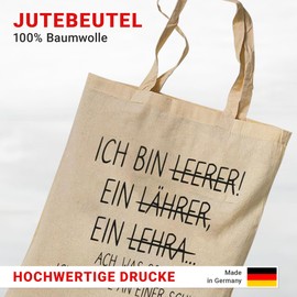 tradercat Jute Bag Printed Vintage 100% Cotton, Fabric Bag Printed, Great Gift for Teachers, Jute Bag Aesthetic as a Fashion Accessory Jute Bag Sayings (Ich bin Leerer - Natural), beige