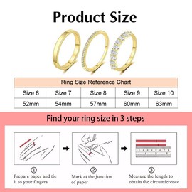 FDEETY Pack of 3 Women's Stackable Rings 14K Gold-Plated Cubic Zirconia Ring Hypoallergenic Stylish and Elegant Rings Suitable for Daily Life Party Wear, Zinc