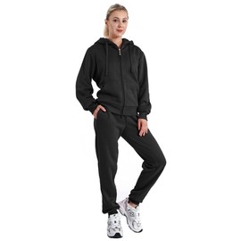 TanBridge Womens 2 Piece Sweatsuit Set Sherpa Lined Fleece Jogger Outfit Hoodie & Sweatpants Set