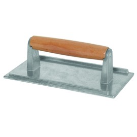 Thunder Group SLKSW008 Steak Weight, 4-1/4" x 8-1/4", Wood Handle, Heat Resistant Ribbed Bottom, Aluminum, Smooth