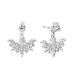 PICKBEAU Silver Hoop Earrings for Women | 18K White Gold Plated Sterling Silver Post 2-WAY Detachable Design Stud Huggie Earrings