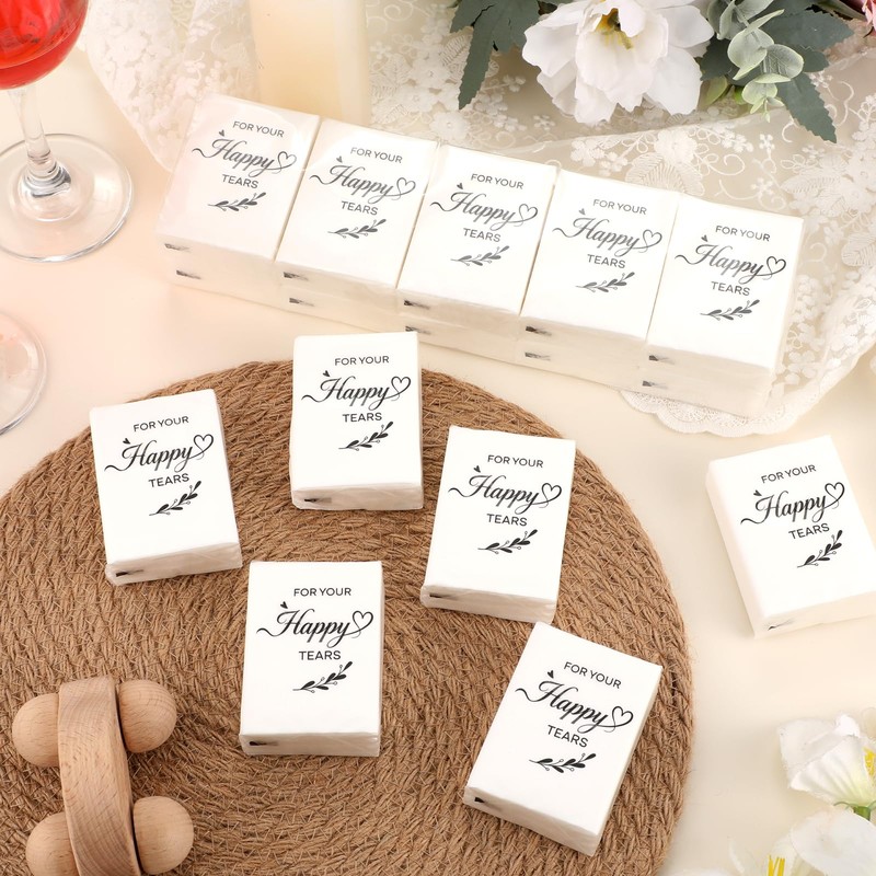 NatNarr 100 Pcs Happy Tears Tissue, 3 Ply Wedding Tissues