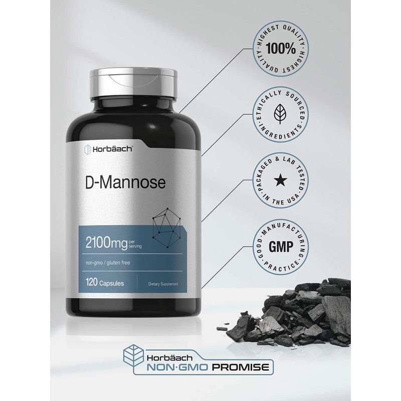 Horbäach D-Mannose Supplement 2100mg | 120 Capsules | Pills for