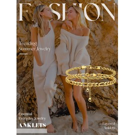 KeyStyle Gold Anklets Sets for Women, Stainless Steel Figaro Link Ankle Bracelet Rope Chain Anklets for Summer Holiday