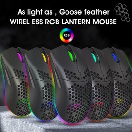 HXSJ T66 RGB 2.4G Wireless Gaming Mouse RGB Lighting Charging Mouse with Adjustable movement speed Ergonomic Design for Desktop Laptop Black