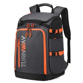 TurnWay Ski/Snowboard Boot Bag/Skating Bag | Excellent for Store and Transport Gear, Jacket, Helmet, Goggles, Gloves & Accessories (Grey-Orange)