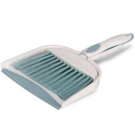 Dustpan and Broom Set/Small Mini Handheld Dust pan with Cleaning Brush Combo for Home Desktop/Sofa/Pet Household Care/Camping (White+Blue M3)