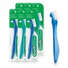 GUM Denture Brush - Dual Headed Hard Bristle Toothbrush for