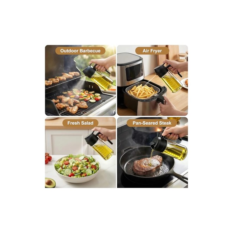 Poshetion 2-in-1 Olive Oil Sprayer - 16oz Leak-Proof Dispenser