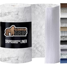 Gorilla Grip DripGuard Drawer and Shelf Liner for Cabinet, Slip Resistant Non Adhesive Protection for Kitchen, BPA Free Smooth Surface Plastic Liners for Cabinets, Bathroom Drawers, 17.5x20, Marble