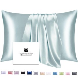 Ravmix Silk Pillowcase for Hair and Skin with Hidden Zipper, Both Sides Silk Pillow Case, 1PCS, Standard 50×75cm, Aqua