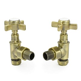 Hot Flow | Bayou Cross-Head Traditional Manual Radiator Valves (Pair) (Antique Brass)