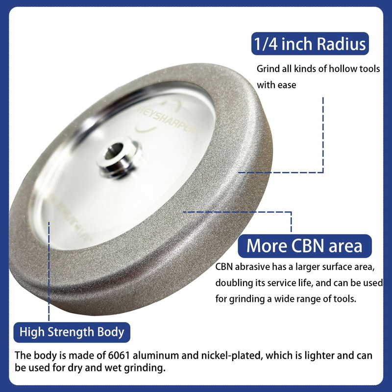 4 in 1 CBN Grinding Wheel 8 inch 180 Grit,1.25”