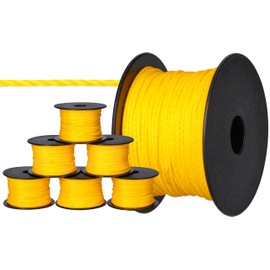 ToolSpace 6 x Mason's Cord Construction Cord, 50 m x 1.6 mm, Yellow, Polypropylene Silk, Guideline Cord, Plumb Cord, Thick Paving Cord, Durable and Tear-Resistant, Masonry Cord for Spirit Level