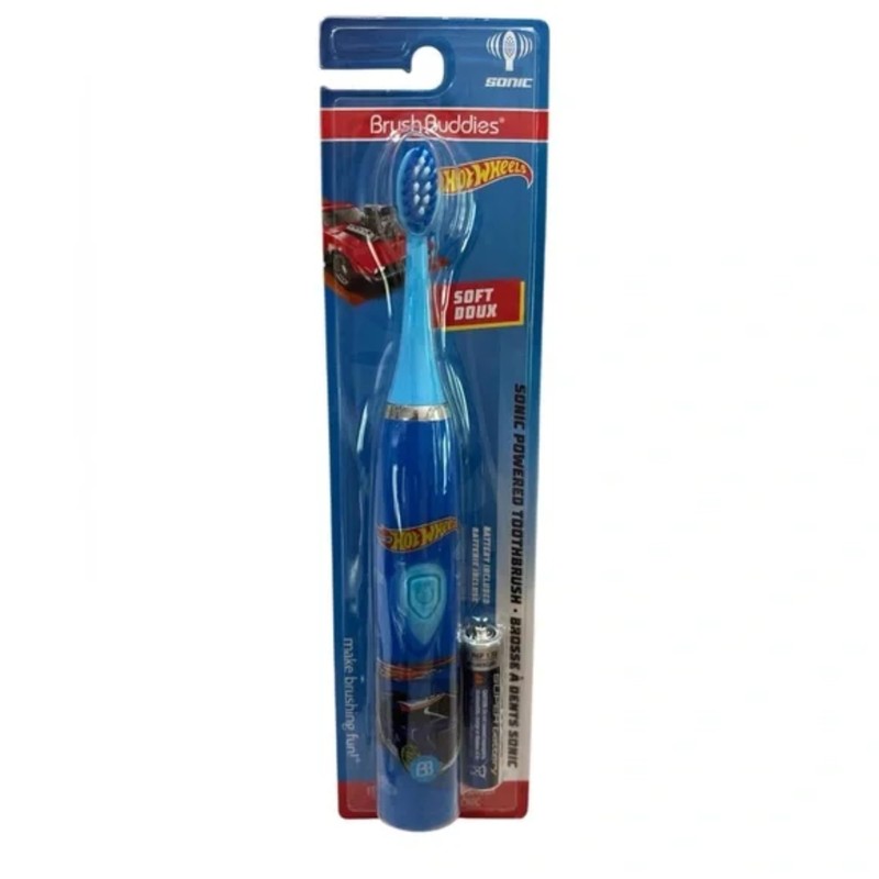 Brush Buddies Hot Wheels Battery Powered Sonic Electric Kids Toothbrush,