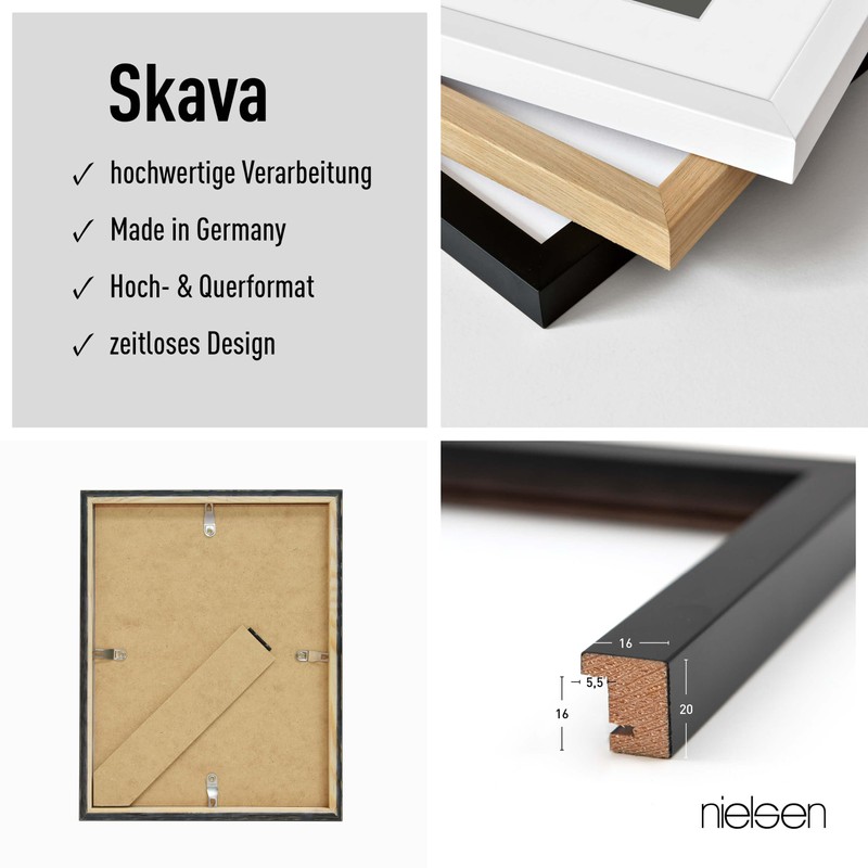 nielsen Skava Wooden Black Photo Frame with Mount 5x7 in
