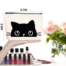 Cat Makeup Bag Cosmetic Bag Cat Gifts for Women, Gifts for Cat Lovers, Cat Mom Gifts Cute Cat Stuff Merch Cat Themed Gifts for Girls Best Friend Soul Sister Granddaughter Mommy Birthday Christmas