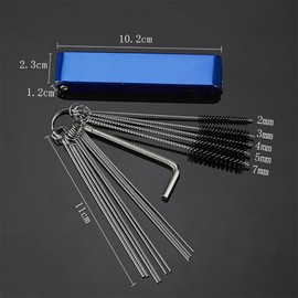 Carburetor Cleaning Kit, Multi-Size Cleaning Tool Kit with 10 Cleaning Needles, 5 Nylon Brushes and 1 Wrench for Motorcycle ATV Moped Welder Carburetor